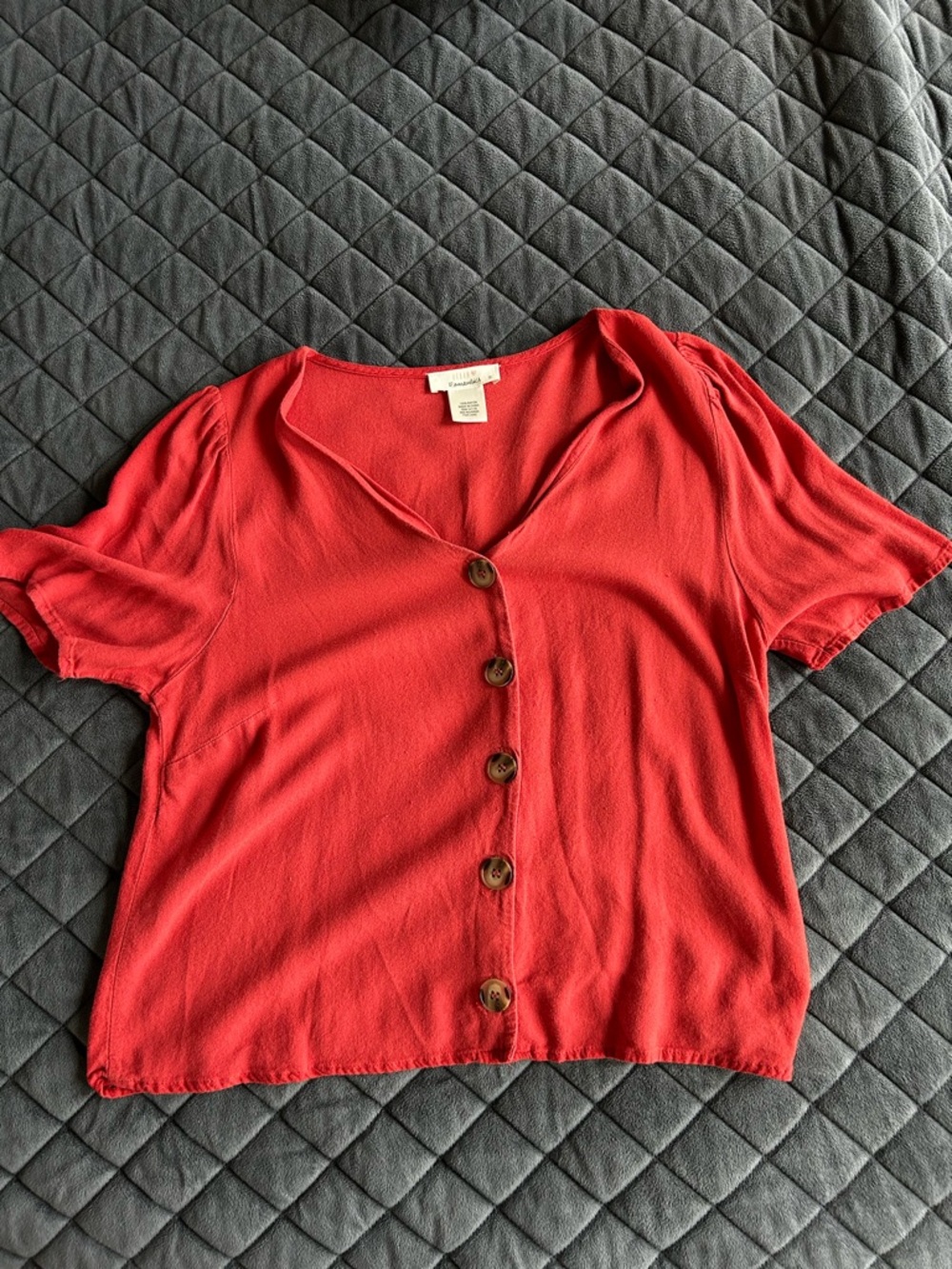 Button-Front Coral Women’s Top